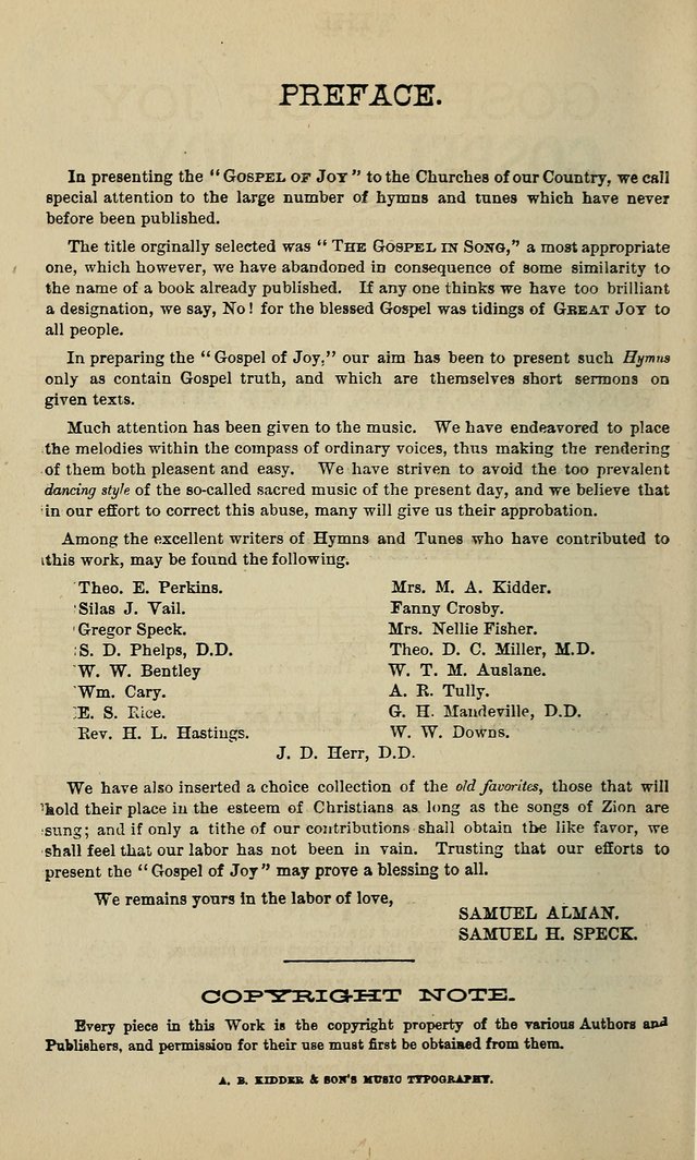 The Gospel of Joy: prepared especially for gospel meetings, camp meetings, devotional meetings, and Sunday schools page 2