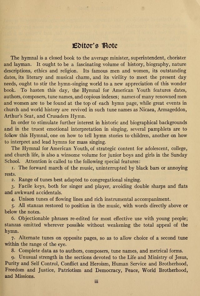 Hymnal for American Youth page vii