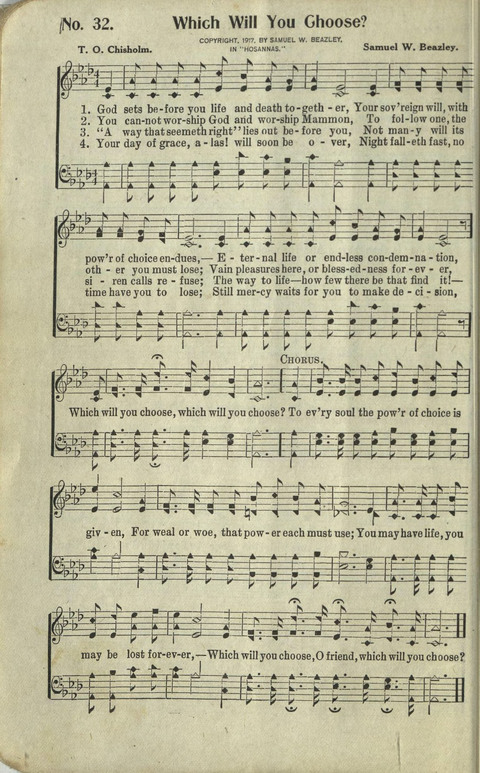 Hosannas: for Sunday Schools, conventions, etc., and generatl use in Christian work and worship page 32
