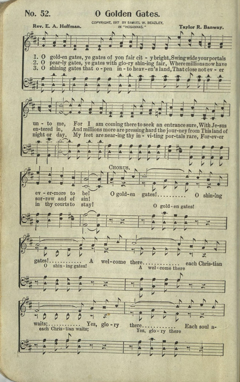 Hosannas: for Sunday Schools, conventions, etc., and generatl use in Christian work and worship page 52