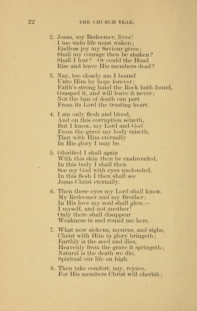 Hymns of the Evangelical Lutheran Church: for the use of English Lutheran Missions page 22