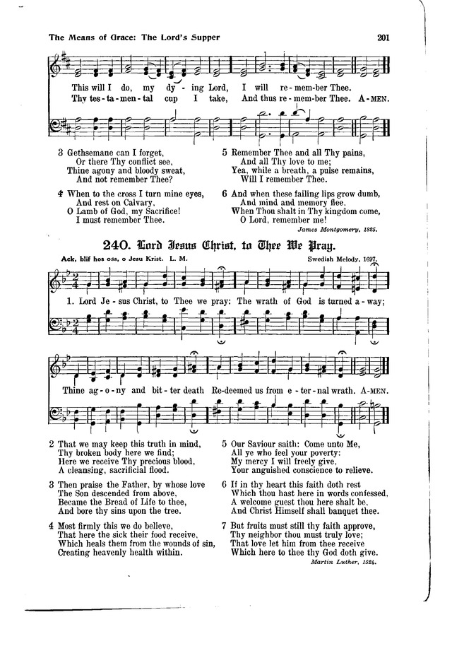 The Hymnal and Order of Service page 201
