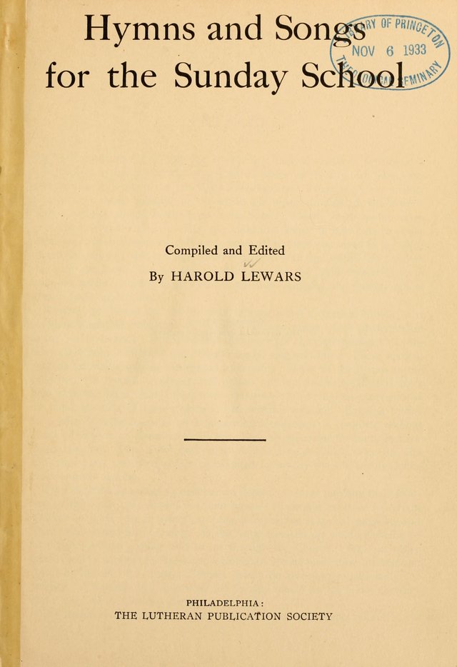 Hymns and Songs for the Sunday School page 1