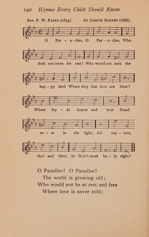 Hymns That Every Child Should Know: A selection of the best hymns of all nations for young people page 140