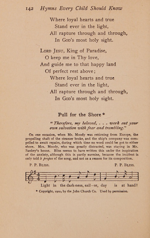 Hymns That Every Child Should Know: A selection of the best hymns of all nations for young people page 142