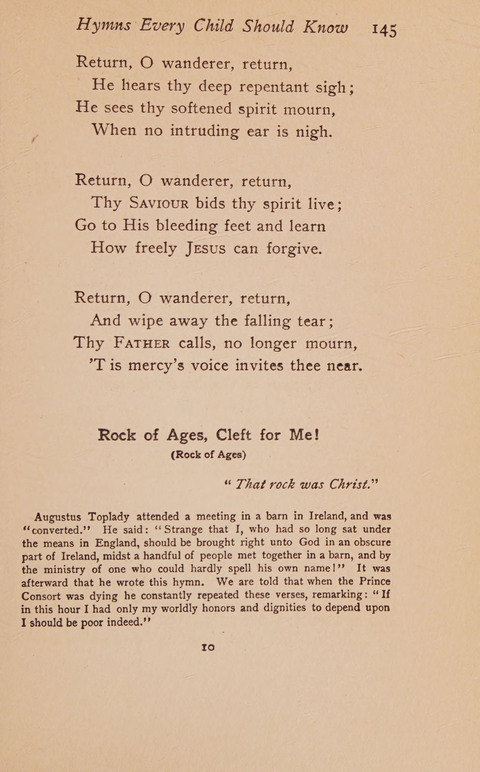 Hymns That Every Child Should Know: A selection of the best hymns of all nations for young people page 145