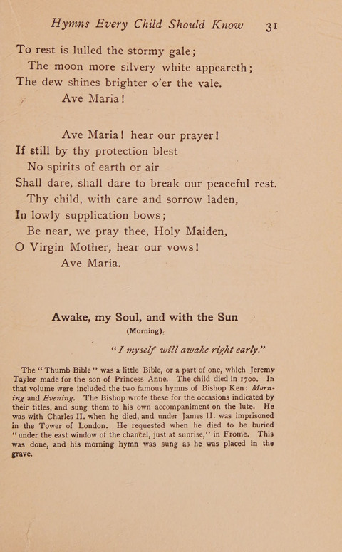 Hymns That Every Child Should Know: A selection of the best hymns of all nations for young people page 31