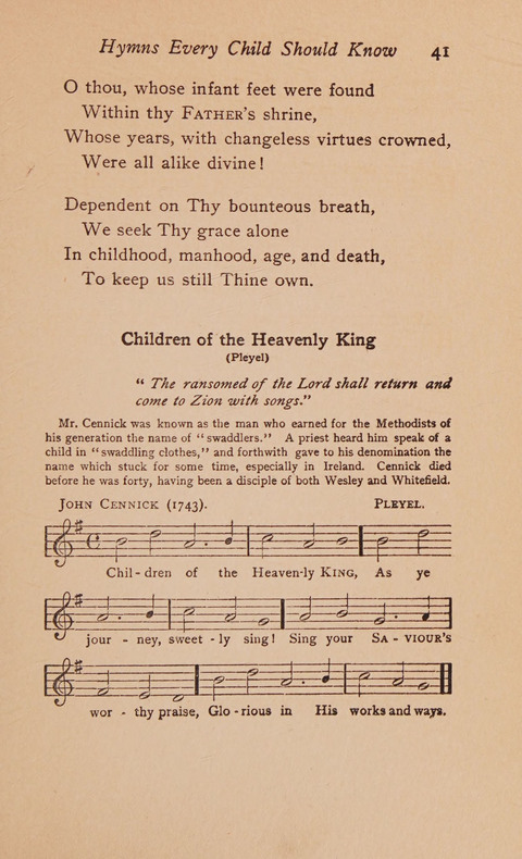 Hymns That Every Child Should Know: A selection of the best hymns of all nations for young people page 41