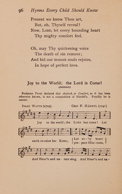 Hymns That Every Child Should Know: A selection of the best hymns of all nations for young people page 96