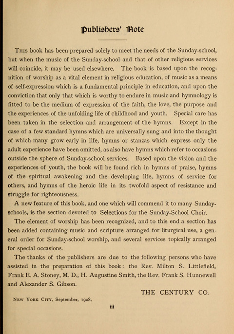 Hymns of Worship and Service: for the Sunday School page vi