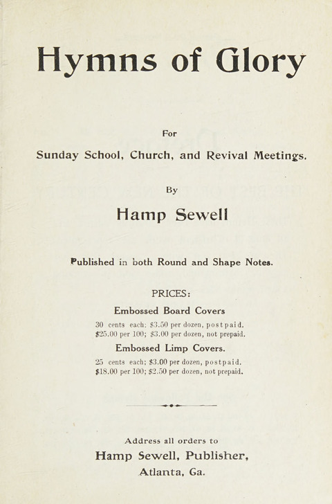Hymns of Glory: for Sunday school, church, and revival meetings page iv