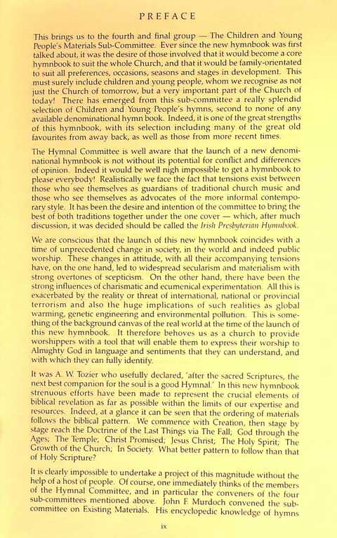 The Irish Presbyterian Hymnbook page vii