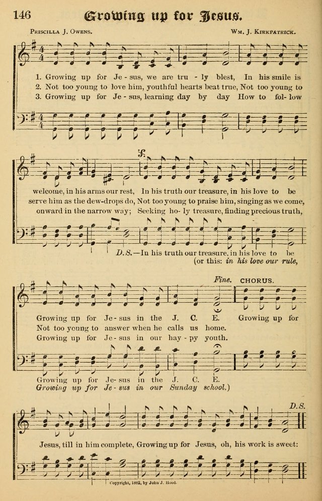 Junior Songs: a collection of sacred hymns and songs; for use in meetings of junior societies, Sunday Schools, etc. page 144