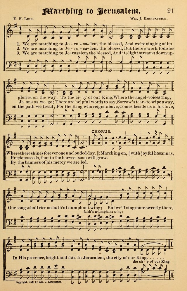 Junior Songs: a collection of sacred hymns and songs; for use in meetings of junior societies, Sunday Schools, etc. page 21