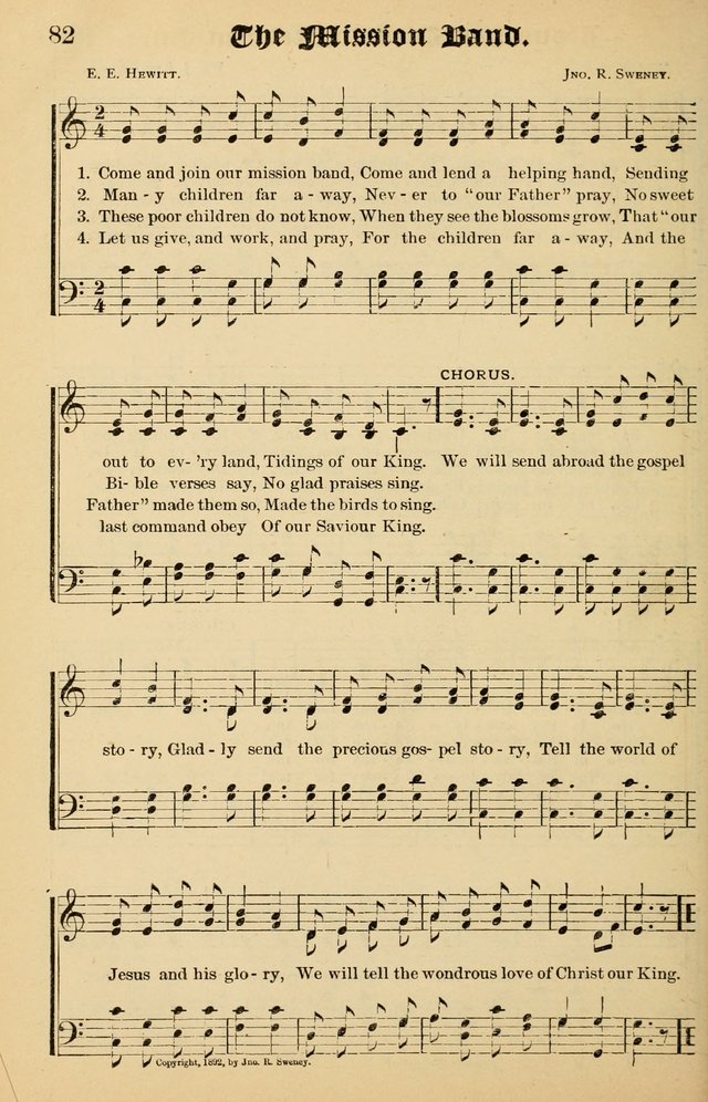 Junior Songs: a collection of sacred hymns and songs; for use in meetings of junior societies, Sunday Schools, etc. page 82