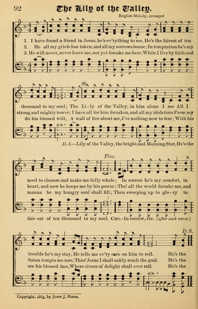 Junior Songs: a collection of sacred hymns and songs; for use in meetings of junior societies, Sunday Schools, etc. page 92