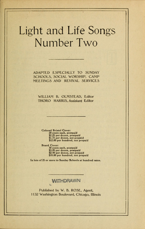 Light and Life Songs No. 2 page iv