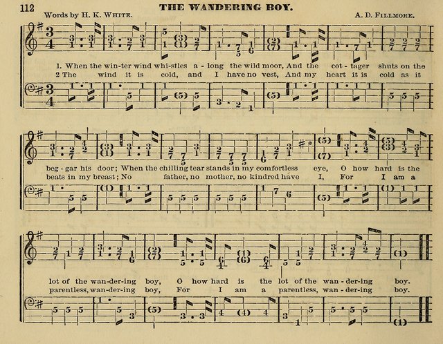 The Little Minstrel: a collection of songs and music, with lessons of instruction, mathematically arranged plan of notation page 112
