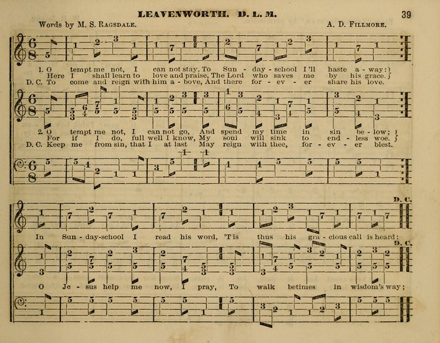 The Little Minstrel: a collection of songs and music, with lessons of instruction, mathematically arranged plan of notation page 39