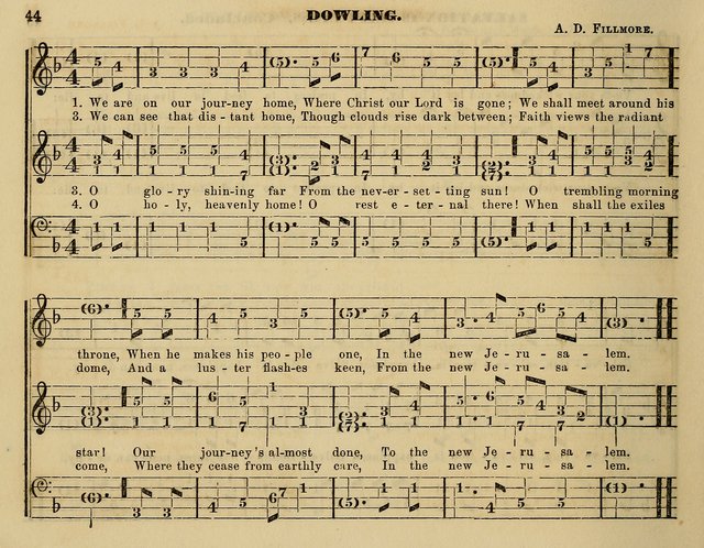 The Little Minstrel: a collection of songs and music, with lessons of instruction, mathematically arranged plan of notation page 44