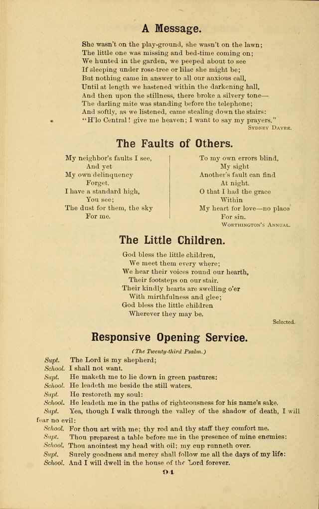 Melodies for Little People: containing also one hundred recitations for Sunday-schools, anniversary occasions, concerts, entertainments, and sociables, with songs adapted... page 94