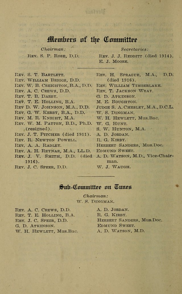 Methodist Hymn and Tune Book: official hymn book of the Methodist Church page xii