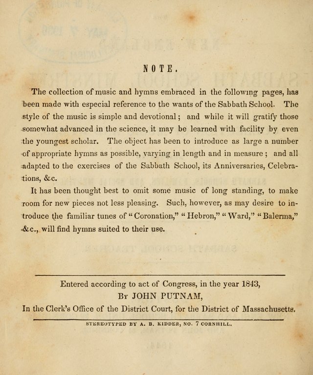 The New England Sabbath School Minstrel: a collection of music and hymns adapted to sabbath schools, families, and social meetings page 2