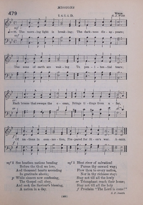 The New Hymnal: as authorized and approved for use by the general convention of the protestant episcopal church in the United States of America in the year of our Lord 1916; together with the ... page 493