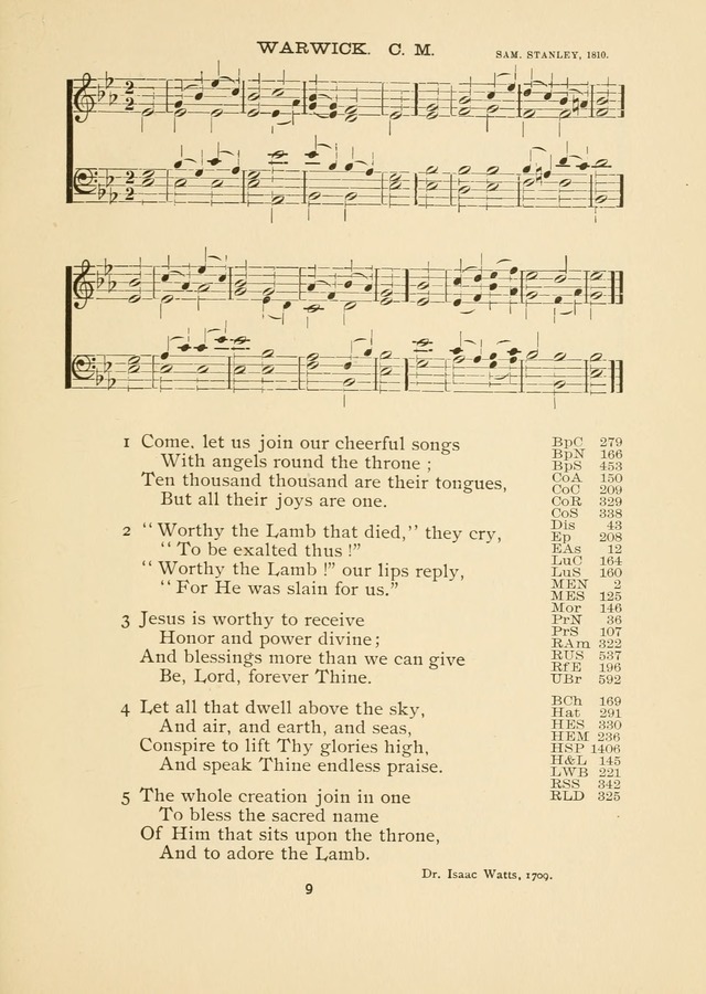 The National Hymn Book of the American Churches: comprising the hymns which are common to the hymnaries of the Baptists, Congregationalists, Episcopalians, Lutherans, Methodists, Presbyterians... page 9