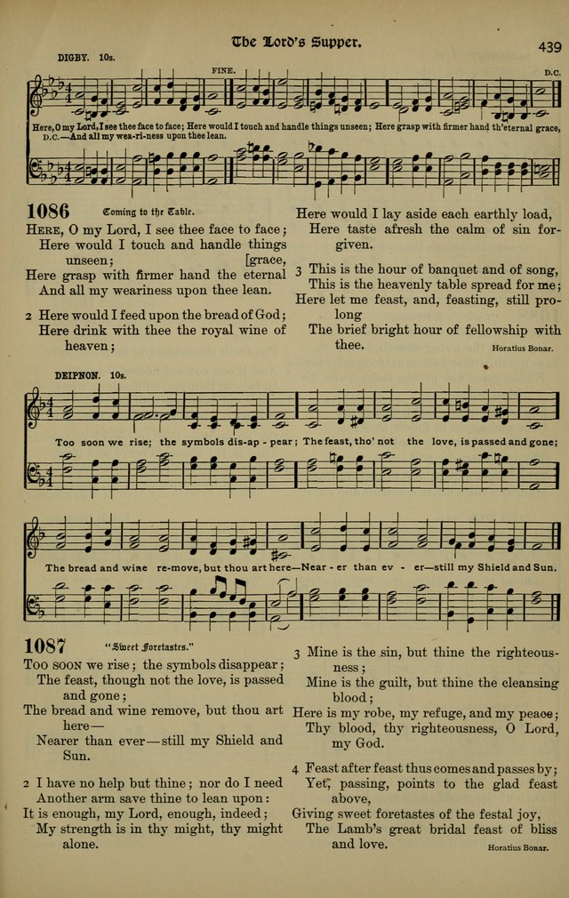 The New Laudes Domini: a selection of spiritual songs, ancient and modern for use in Baptist churches page 439