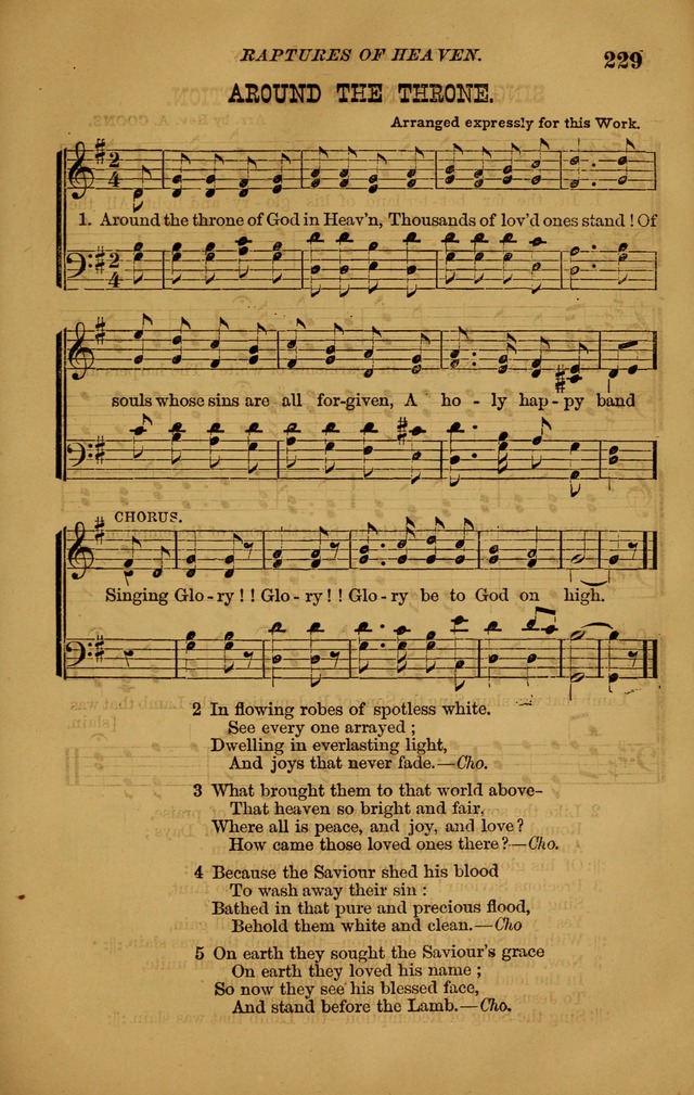 The New Song: consisting of very choice notes of redemption, embracing new original,and also selcted songs, appropriate for prayer and revivial meetings page 229