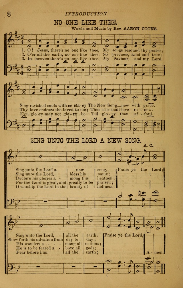 The New Song: consisting of very choice notes of redemption, embracing new original,and also selcted songs, appropriate for prayer and revivial meetings page 8