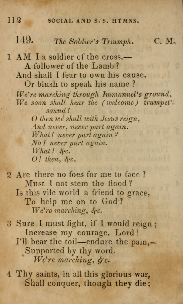 Oberlin social & sabbath school hymn book page 112