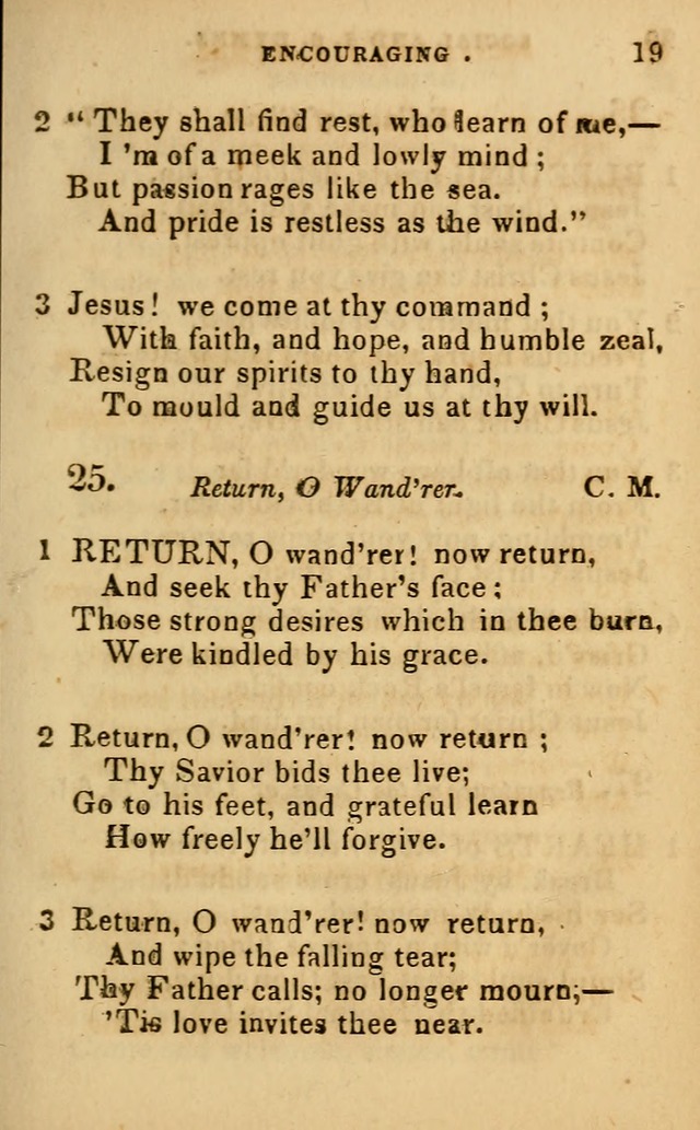 Oberlin social & sabbath school hymn book page 19