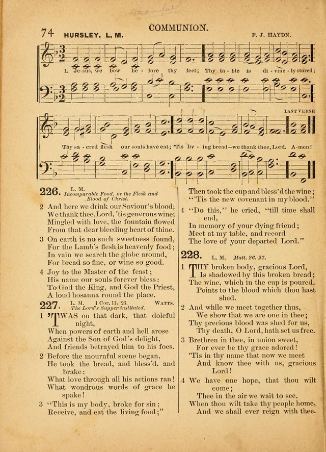 The Primitive Baptist Hymnal: a choice collection of hymns and tunes of early and late composition page 74