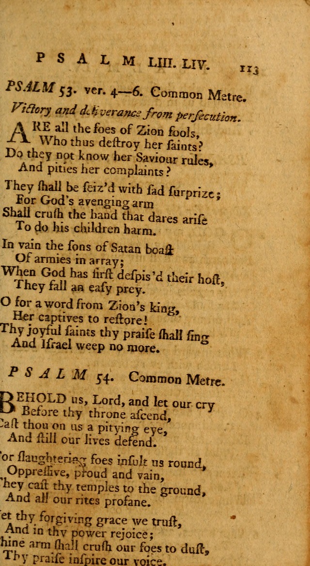 Psalms, carefully suited to the Christian worship in the United States of America: being an improvement of the old version of the Psalms of David ; allowed by the reverend Synod of New York and Philad page 113