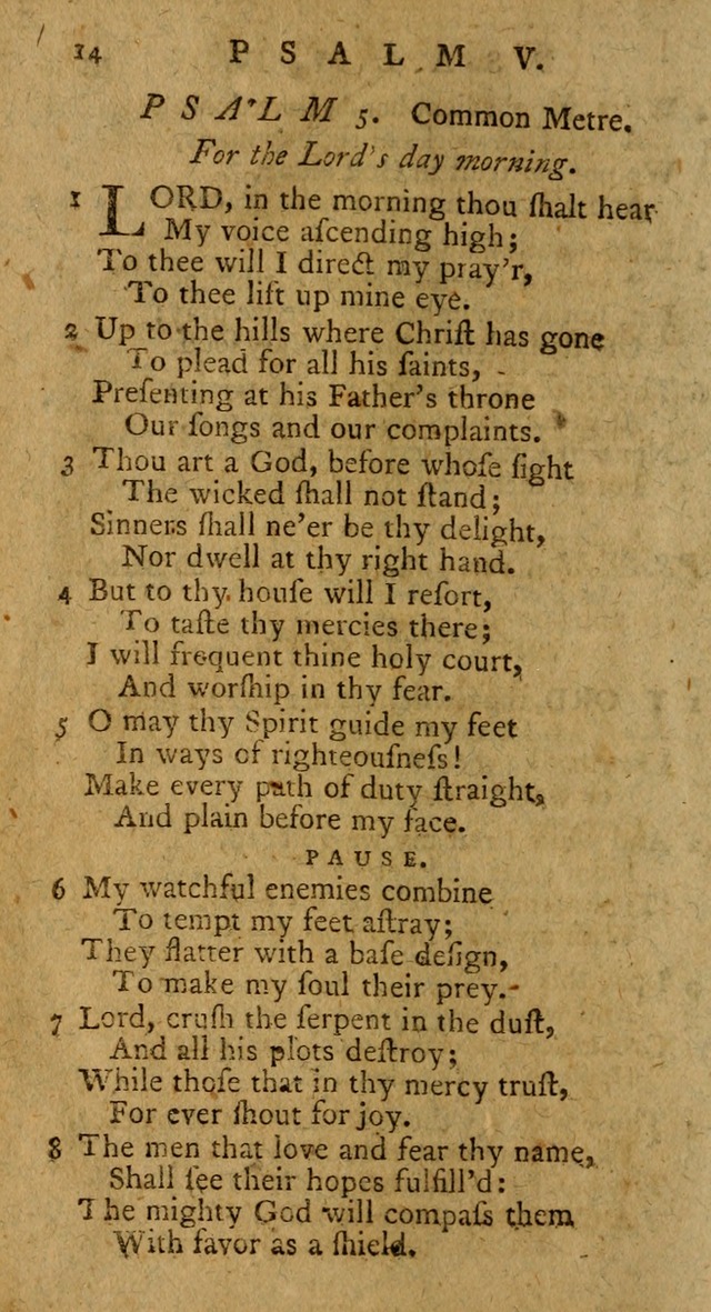 Psalms, carefully suited to the Christian worship in the United States of America: being an improvement of the old version of the Psalms of David ; allowed by the reverend Synod of New York and Philad page 14