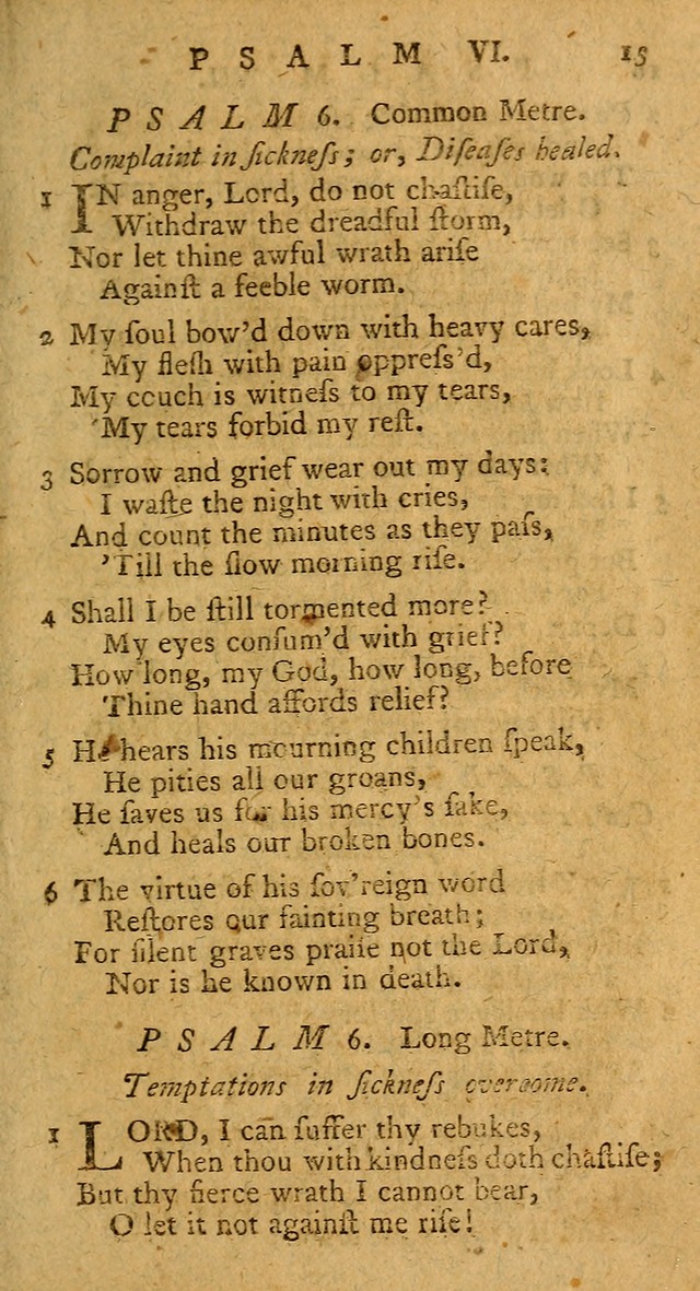 Psalms, carefully suited to the Christian worship in the United States of America: being an improvement of the old version of the Psalms of David ; allowed by the reverend Synod of New York and Philad page 15