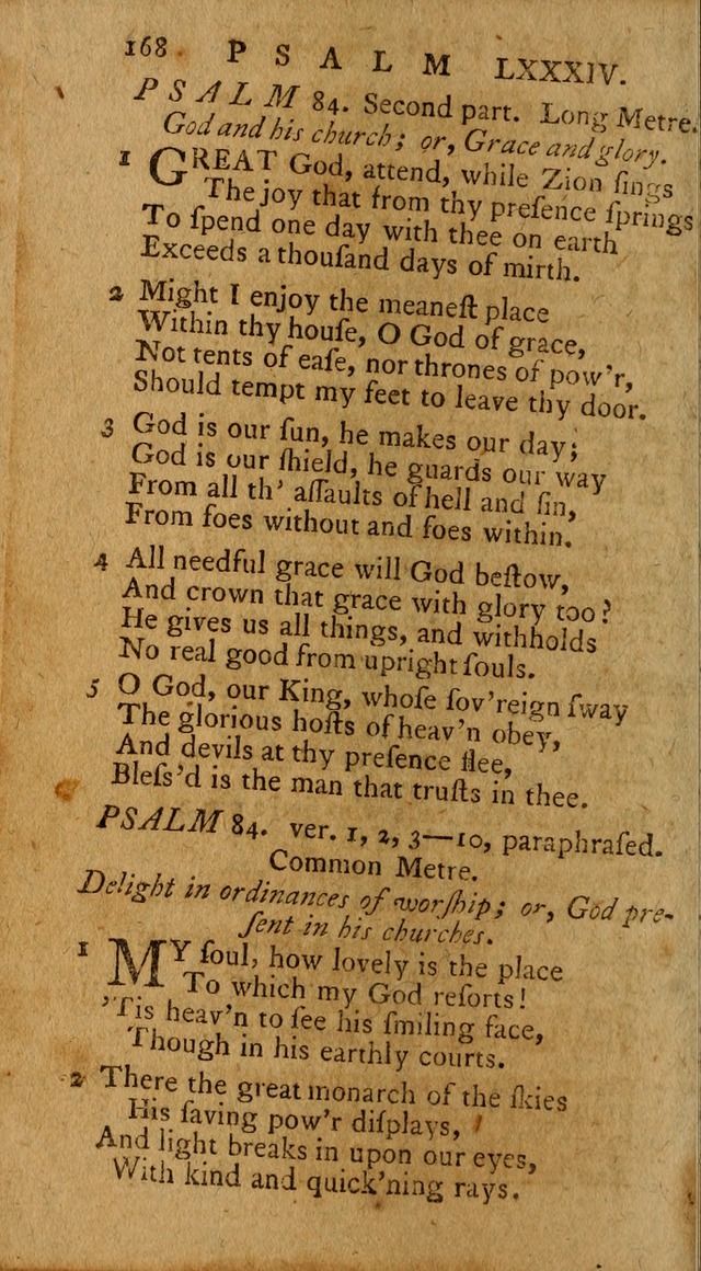 Psalms, carefully suited to the Christian worship in the United States of America: being an improvement of the old version of the Psalms of David ; allowed by the reverend Synod of New York and Philad page 168