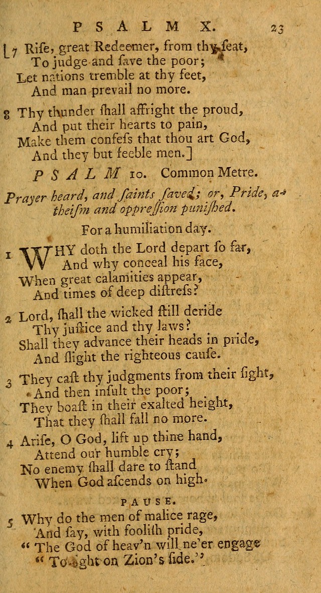 Psalms, carefully suited to the Christian worship in the United States of America: being an improvement of the old version of the Psalms of David ; allowed by the reverend Synod of New York and Philad page 23