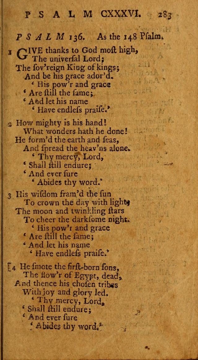Psalms, carefully suited to the Christian worship in the United States of America: being an improvement of the old version of the Psalms of David ; allowed by the reverend Synod of New York and Philad page 285