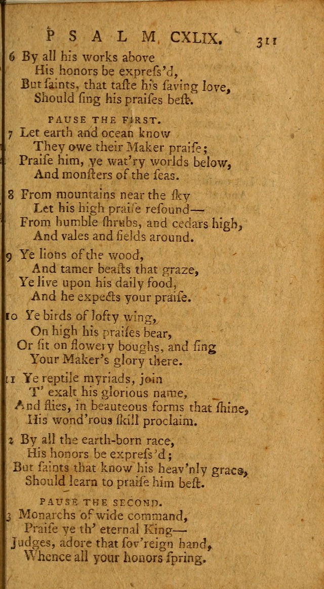 Psalms, carefully suited to the Christian worship in the United States of America: being an improvement of the old version of the Psalms of David ; allowed by the reverend Synod of New York and Philad page 313