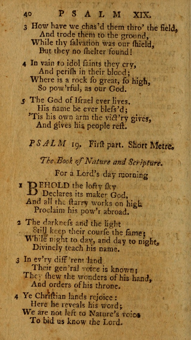 Psalms, carefully suited to the Christian worship in the United States of America: being an improvement of the old version of the Psalms of David ; allowed by the reverend Synod of New York and Philad page 40