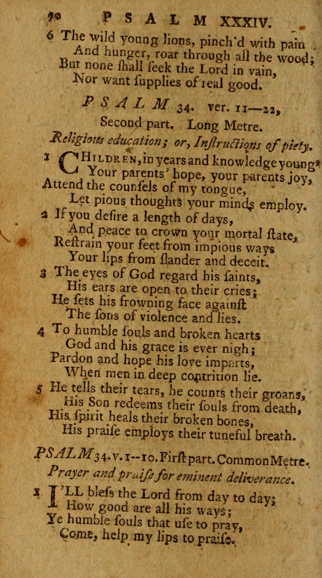 Psalms, carefully suited to the Christian worship in the United States of America: being an improvement of the old version of the Psalms of David ; allowed by the reverend Synod of New York and Philad page 70