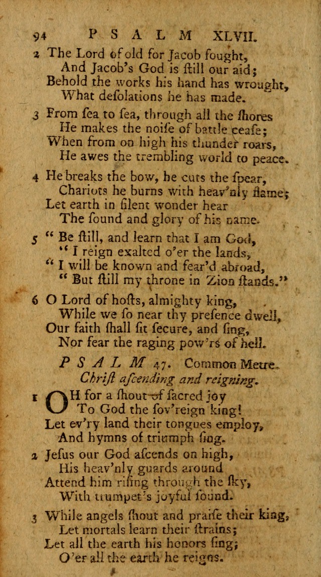 Psalms, carefully suited to the Christian worship in the United States of America: being an improvement of the old version of the Psalms of David ; allowed by the reverend Synod of New York and Philad page 94