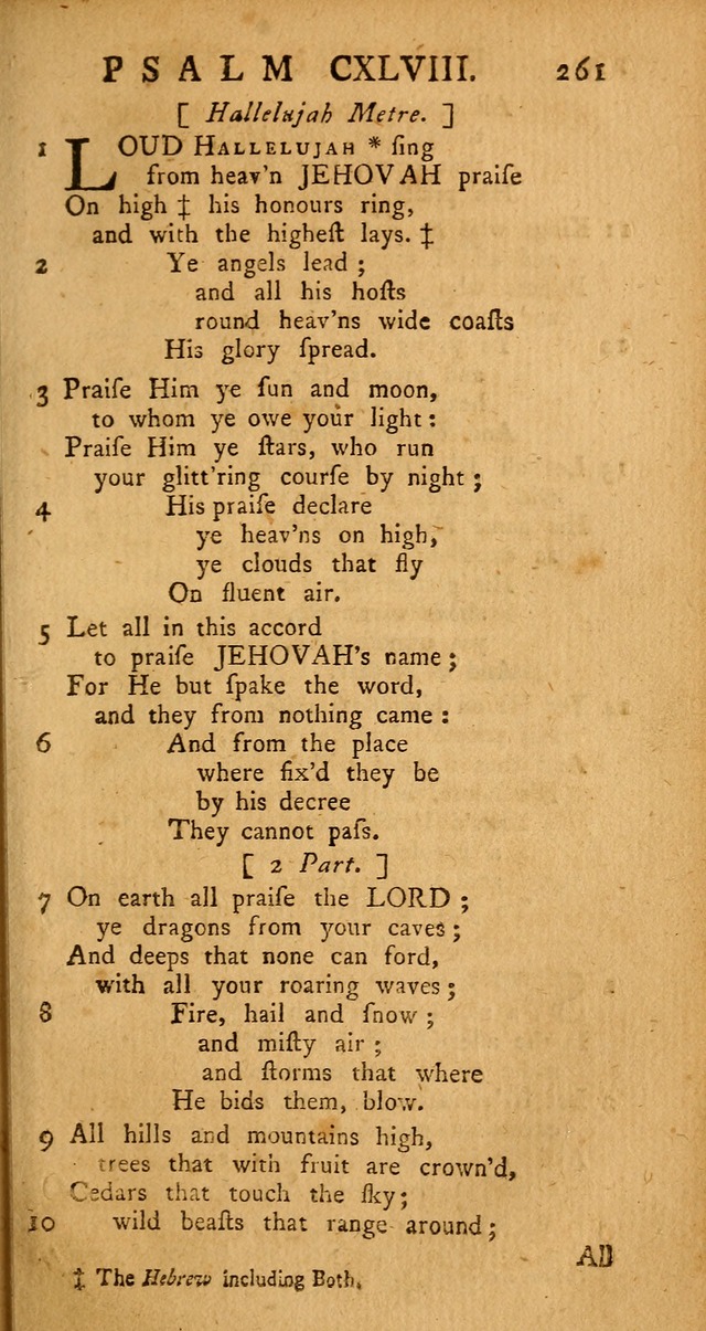 The Psalms Hymns and Spiritual Songs of the Old and New Testament, faithfully translated into English Metre: being the New-England Psalm-Book, revised and improved... (2nd ed.) page 261