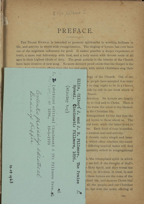 The Praise Hymnal: a collection of hymns and tunes page 3