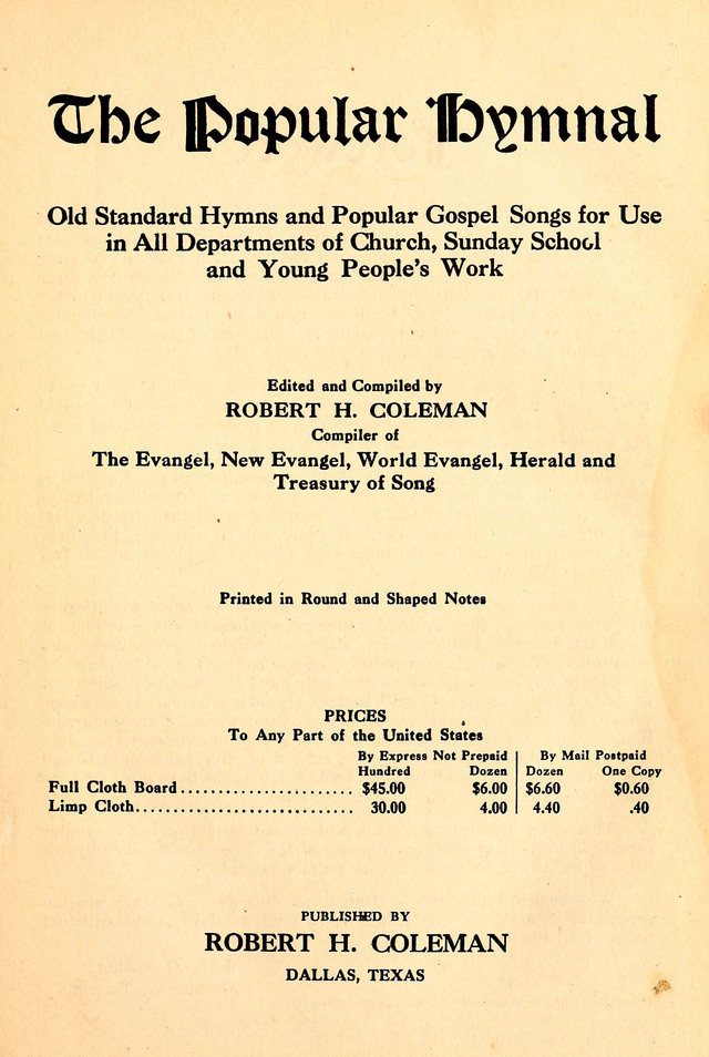 The Popular Hymnal page iv