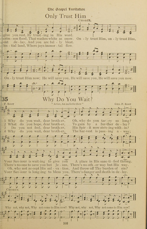 Popular Hymns No. 3: popular songs and standard hymns, suitable for the Bible school, church services, Christian Endeavor, evangelistic meetings and for the family circle page 103