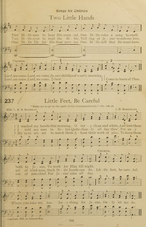 Popular Hymns No. 3: popular songs and standard hymns, suitable for the Bible school, church services, Christian Endeavor, evangelistic meetings and for the family circle page 185